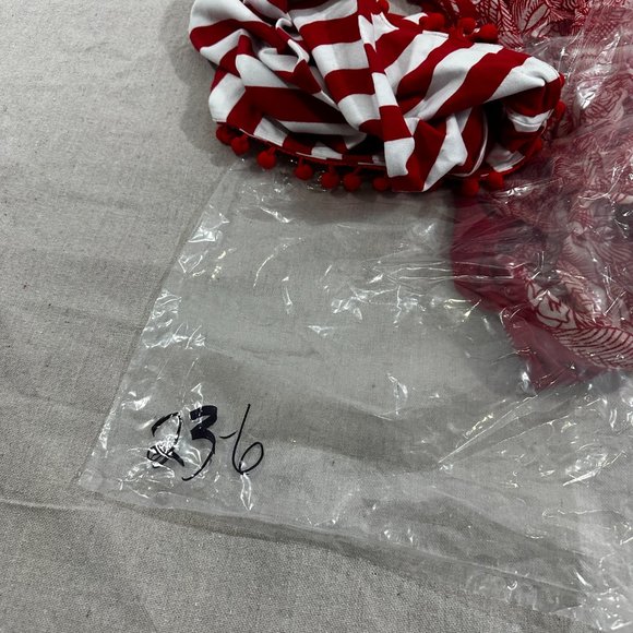 Scarf Bundle set of 2 Red white stripe Christmas fun vintage red floral abstract - Picture 5 of 5